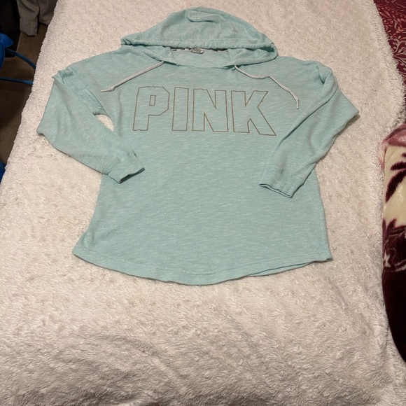 PINK Victoria's Secret Tops - PINK Victoria's Secret Light Blue Hoodie